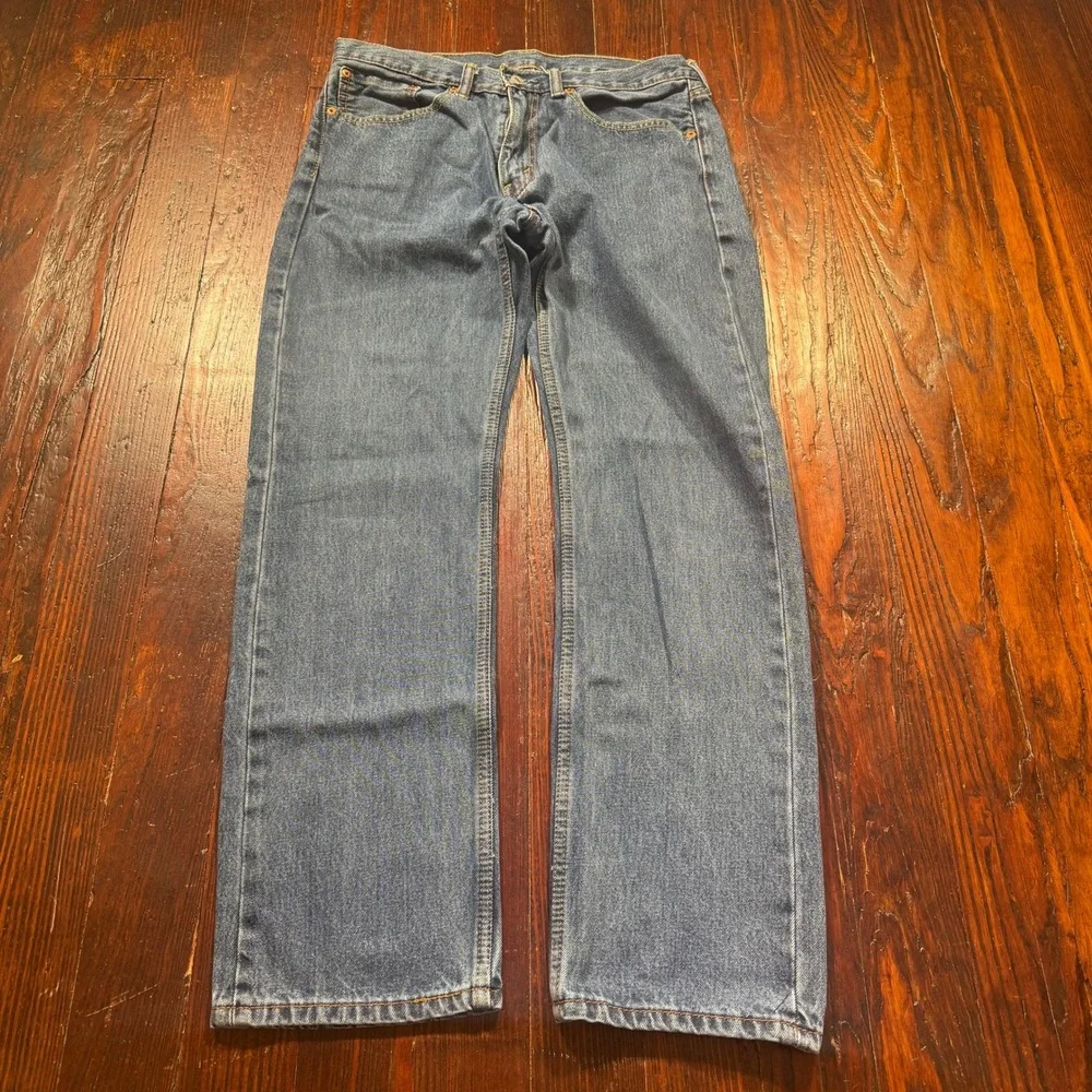 Levis 505 Regular Fit Jeans Mens 34x32‎ Blue Medium Wash Straight Leg Denim